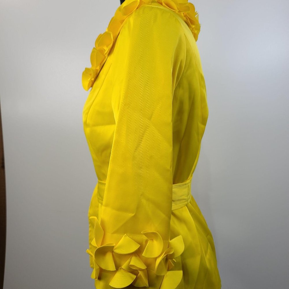 NWT Multiples Yellow 3/4 Sleeve Ruffle Collar S - Picture 9 of 10